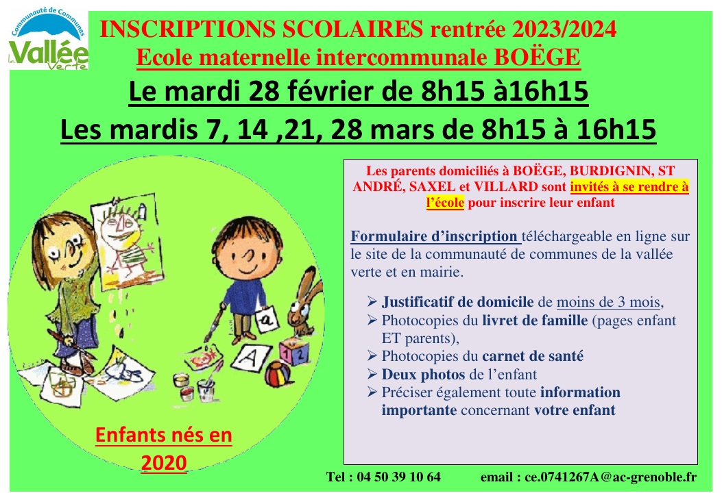 inscription maternelle 2023